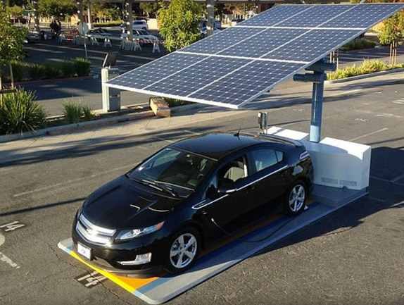 A solar ev charging station in San Francisco