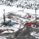 Drills for fracking operations near Hudson's Hope, BC