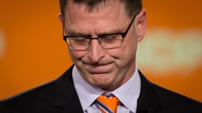 Adrian Dix expresses disappointment at losing the 2013 B.C. election (Darryl Dyck / The Canadian Press).