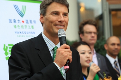 Vancouver Mayor Gregor Robertson talks green business initiatives during a trade mission to China.