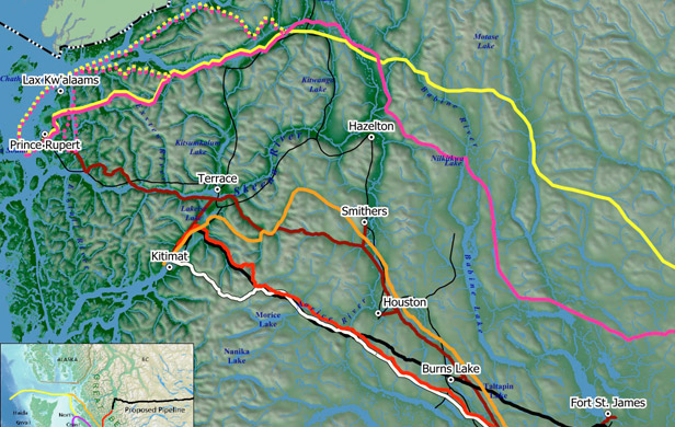 New map shows multiple proposed oil, gas pipelines for BC
