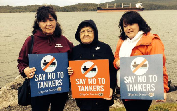 Gitga'at women erect symbolic blockade of Enbridge tanker route