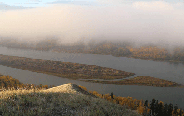As the fog lifted on the Peace River Monday morning, it revealed this clearcut island (Donald Hoffmann)