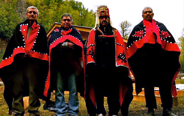 Hereditary chiefs of the Luutkudziiwus House of the Gitxsan Nation opposing LNG pipelines at their Madii Lii Camp