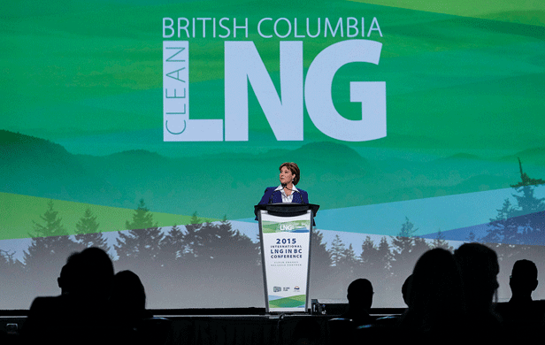 Premier Christy Clark at her government's LNG conference (Province of BC/Flickr)