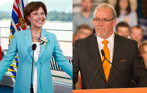 Christy Clark (Province of BC/Flickr and John Horgan (BCNDP/Flickr)