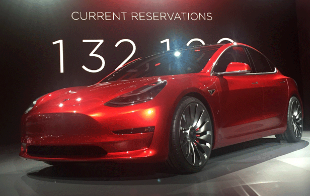 Tesla Model 3 at March 2016 unveiling (Steve Jurvetson/Flickr)