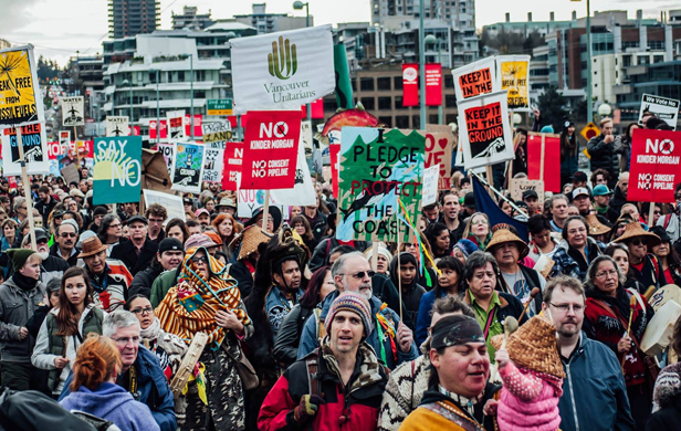 Recent Kinder Morgan protest in Vancouver (Photo: Lu Iz/Facebook)